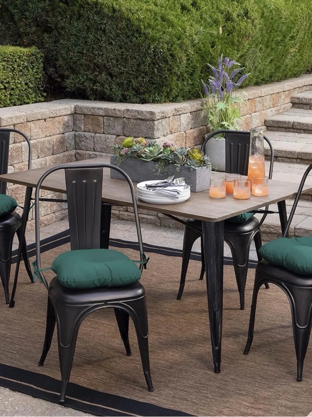 Arden teal  Chair Seat outdoor Cushions - Set of 4 14.5x15